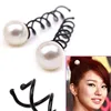 Fashion hair accessories black metal pearl spiraled hair pin
