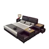 China foshan multifunctional modern tatami leather bed with mattress general use bedroom furniture wedding bed king queen double
