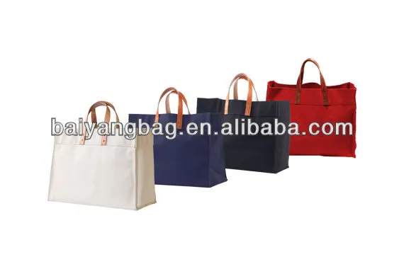 canvas tote with leather handles