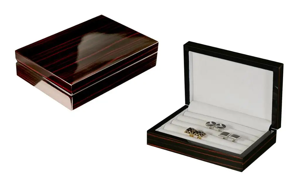 Ebony Lacquer Wooden Rings Box And Cufflinks Storage Box 16 Pairs Cuff Link Box Buy Wooden