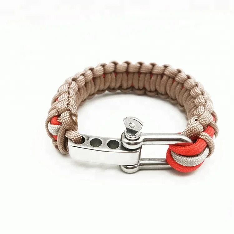 

Promotional Stainless Steel Adjustable Shackle Anchor Paracord Men Hand Survival Bracelet, N/a