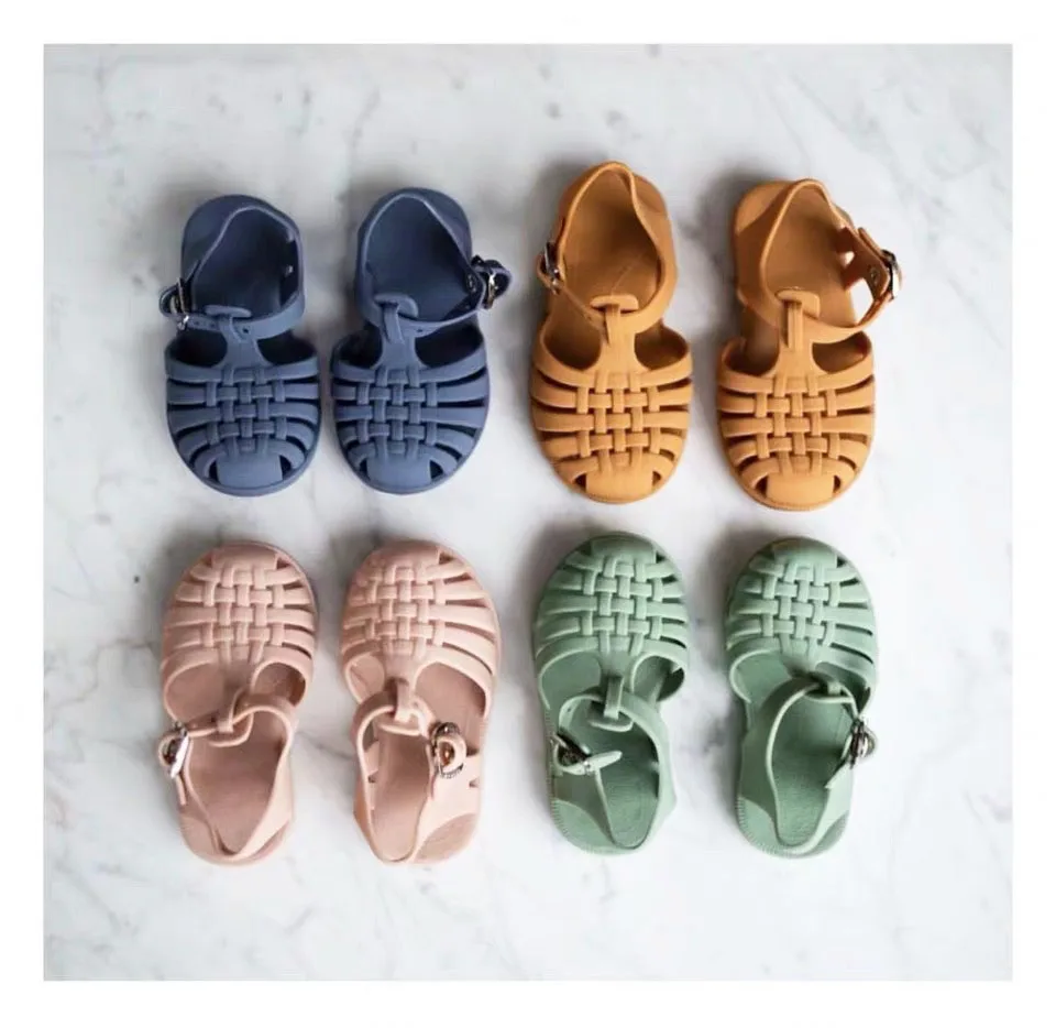 

2019 Infant Crystal Jelly Sandal Retro Colorful Neon Sandalia Kids Buckle Strap Sandals for baby Children