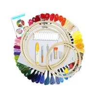 

Embroidery Starter Kit Including 5 Pieces Bamboo Embroidery Hoops, 50 Color Threads, and Cross Stitch Tool Kit for Beginners
