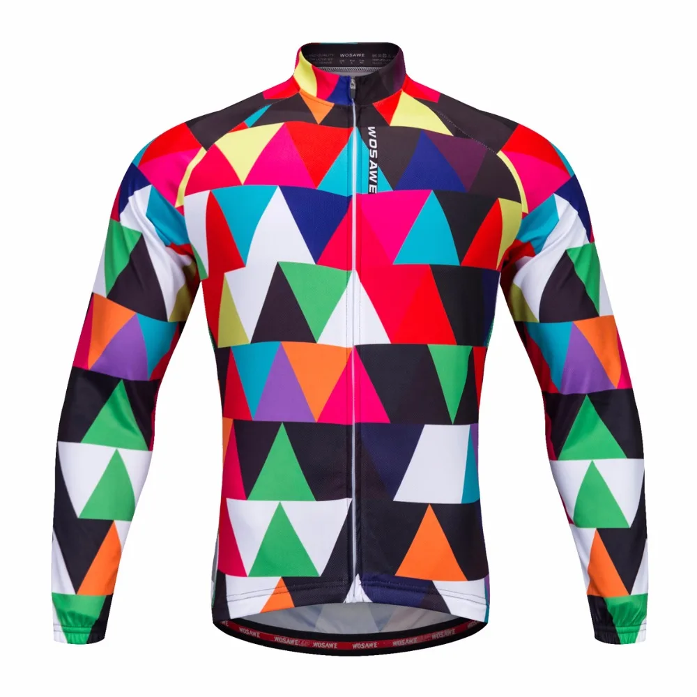 

Wosawe Men's NEW Arrival Pro Breathable Quick Dry Colorful Cycling Long Sleeves Roupa, Picture