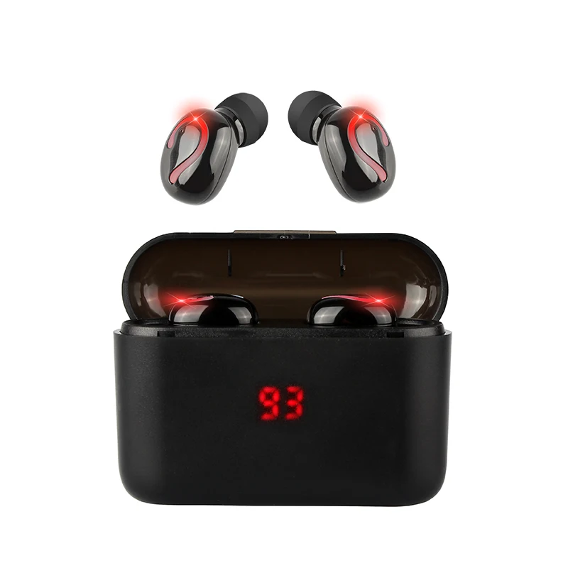 

New Arrival Q32 with LED Display TWS Bluetooth Earbuds 1600mAh Charging Case Power Bank with Mic, Black earbuds
