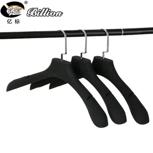 Image of Factory price thick Wide Shoulder black non-slip hangers Plastic drying wet clothes hanger for home clothes store