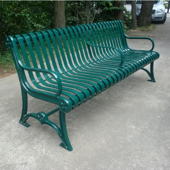 Outdoor Metal Wrought Iron Garden Bench With Backrest 