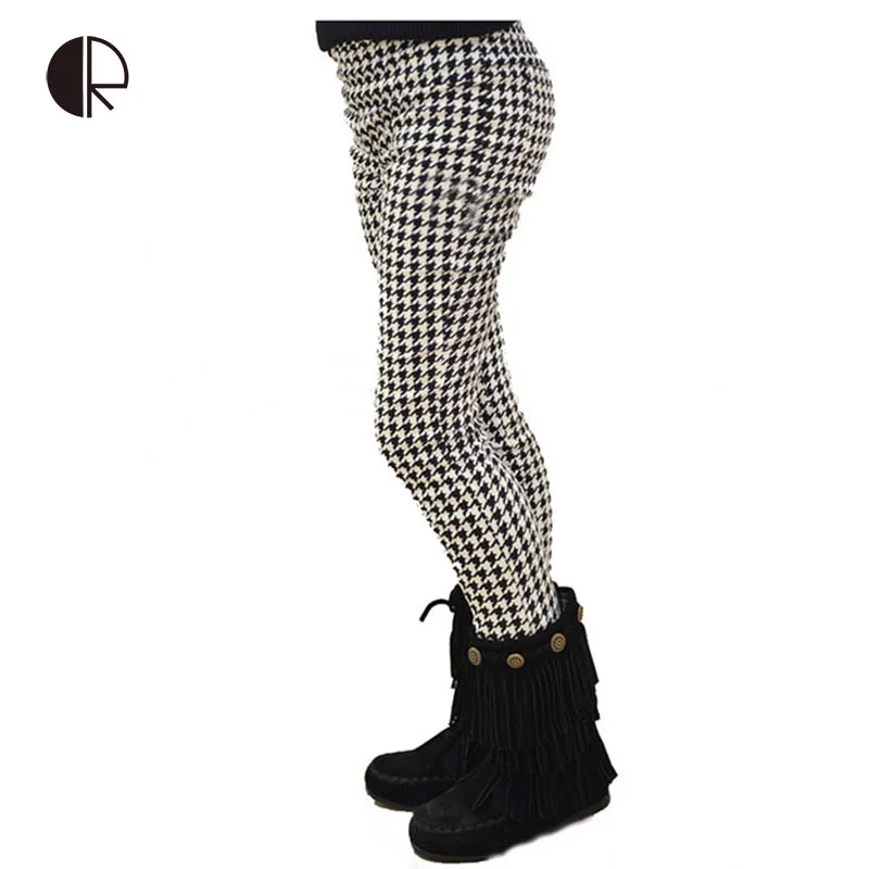 Free shipping 2014 autumn new arrival children Leggings Houndstooth skinny pants elastic waist KP070