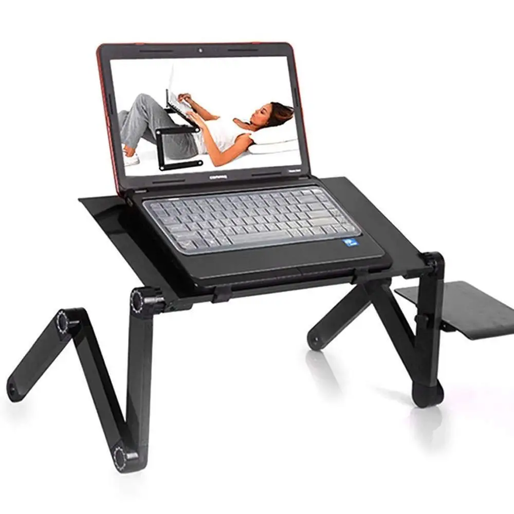 MIGOHI Adjustable Portable Folding Laptop Desk Stand Tray, Portable Lap Desk Breakfast Tray for Sofa Couch Floor