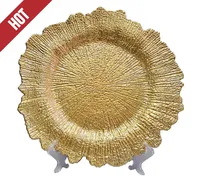 

14 inch gold decoration lace plastic charger plate for wedding