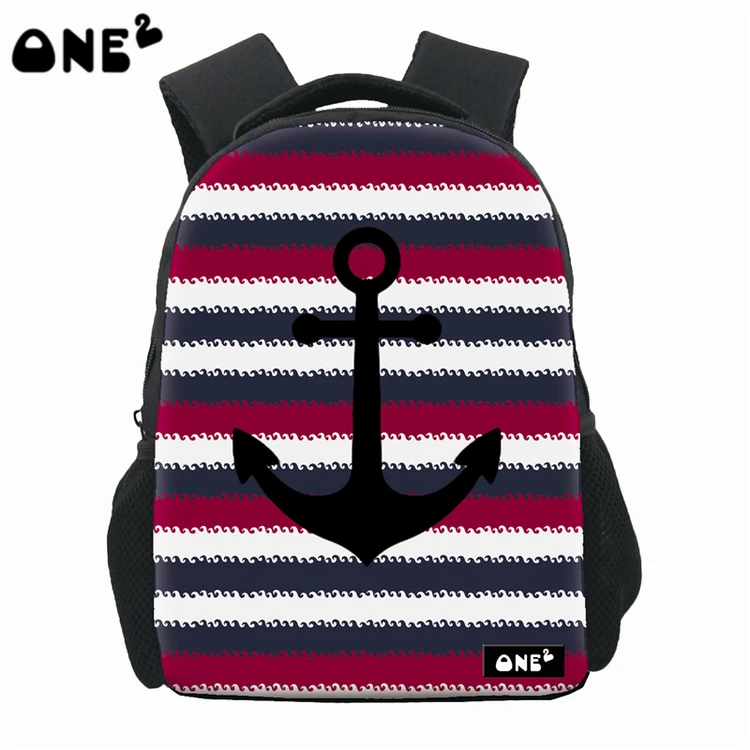 

ONE2 Design unique ship's anchor school bag striped backpack for girls children kids students, Customized