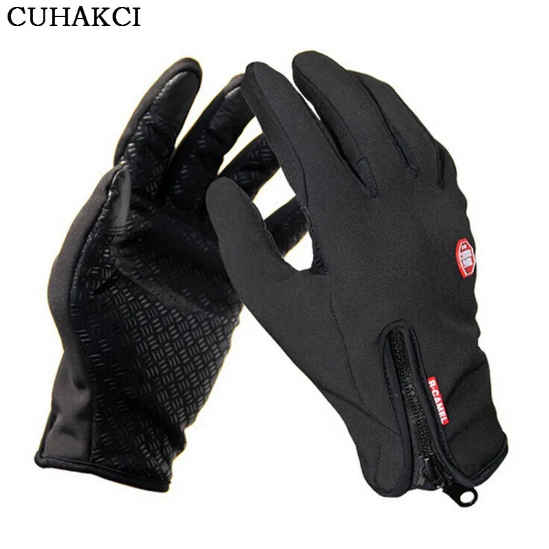 

CUHAKCI Light weight Bicycle Motorcycle Gloves Touched Screen Anti-skidding Racing Glove Winter Windproof Warm Cycling Gloves, 2 kinds of black