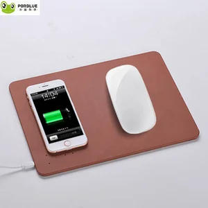 PU Leather Wireless Phone Charging Mouse Pad