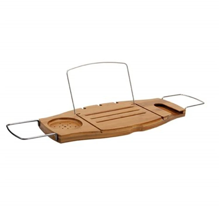 Bamboo Bath Tub Caddy Tray With Extending Sides