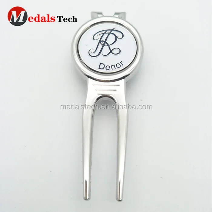 Customized silver plating  golf divot repair tool with ball marker