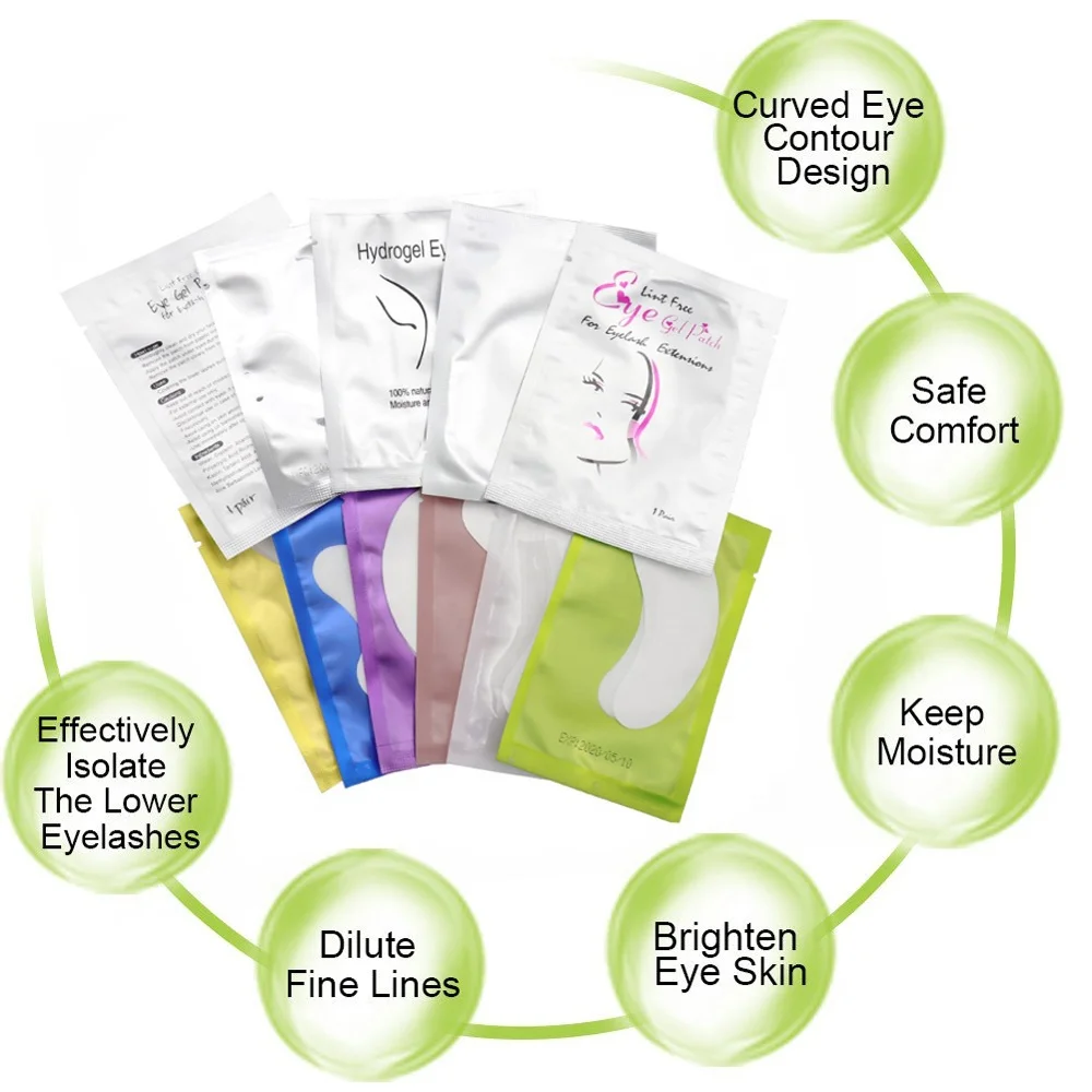 

High Quality Waterproof Eyelash Pads Disposable Medical Lint Free Gel Hydrogel Eye Patch, Pink;white;purple;blue;green;golden;silver