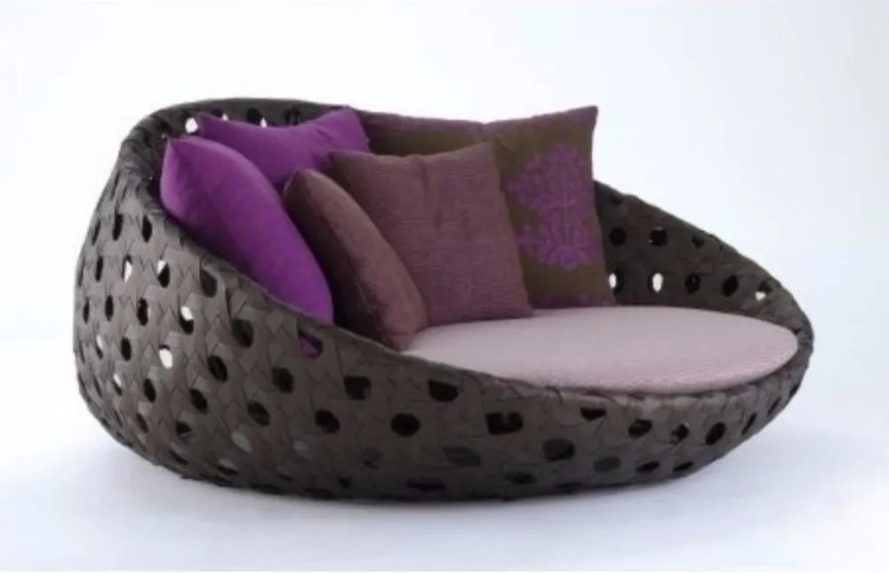 White Classic Daybed Outdoor Wicker Daybed Round Indoor Patio Daybed