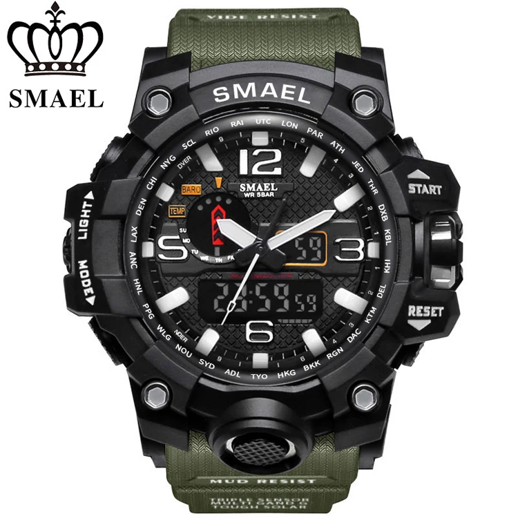 

SMAEL1545 Brand Men Sports Watches Display Analog Digital LED Electronic Quartz Wristwatches Waterproof Swimming Military Watch, 10-color