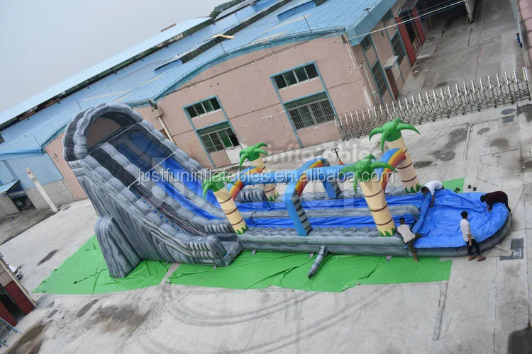 24'h Triple Lane Tropical Giant Inflatables Water Slides For Adults