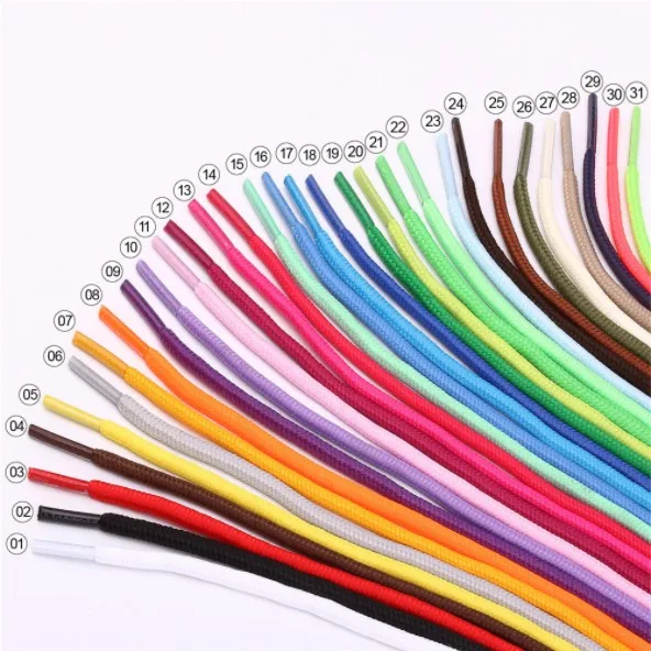 

Wholesale Polyester shoe lace multi color shoelace custom round bootlaces, Picture color or custom color