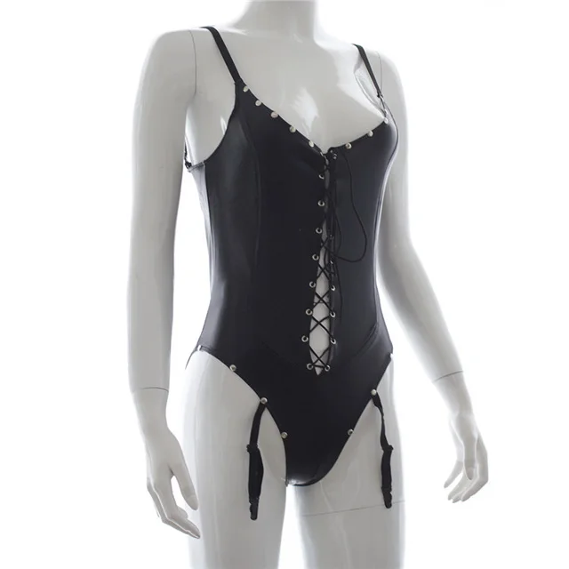 

Bondage Restraints Lingerie Black Patent Leather Clothing