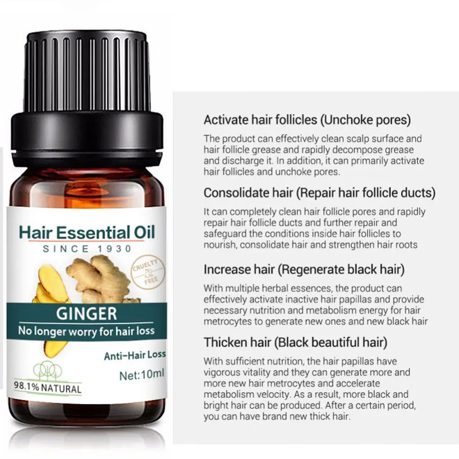 Wholesale Natural Organic Hair Growth Hair Loss Treatment Ginger Hair Essential Oil