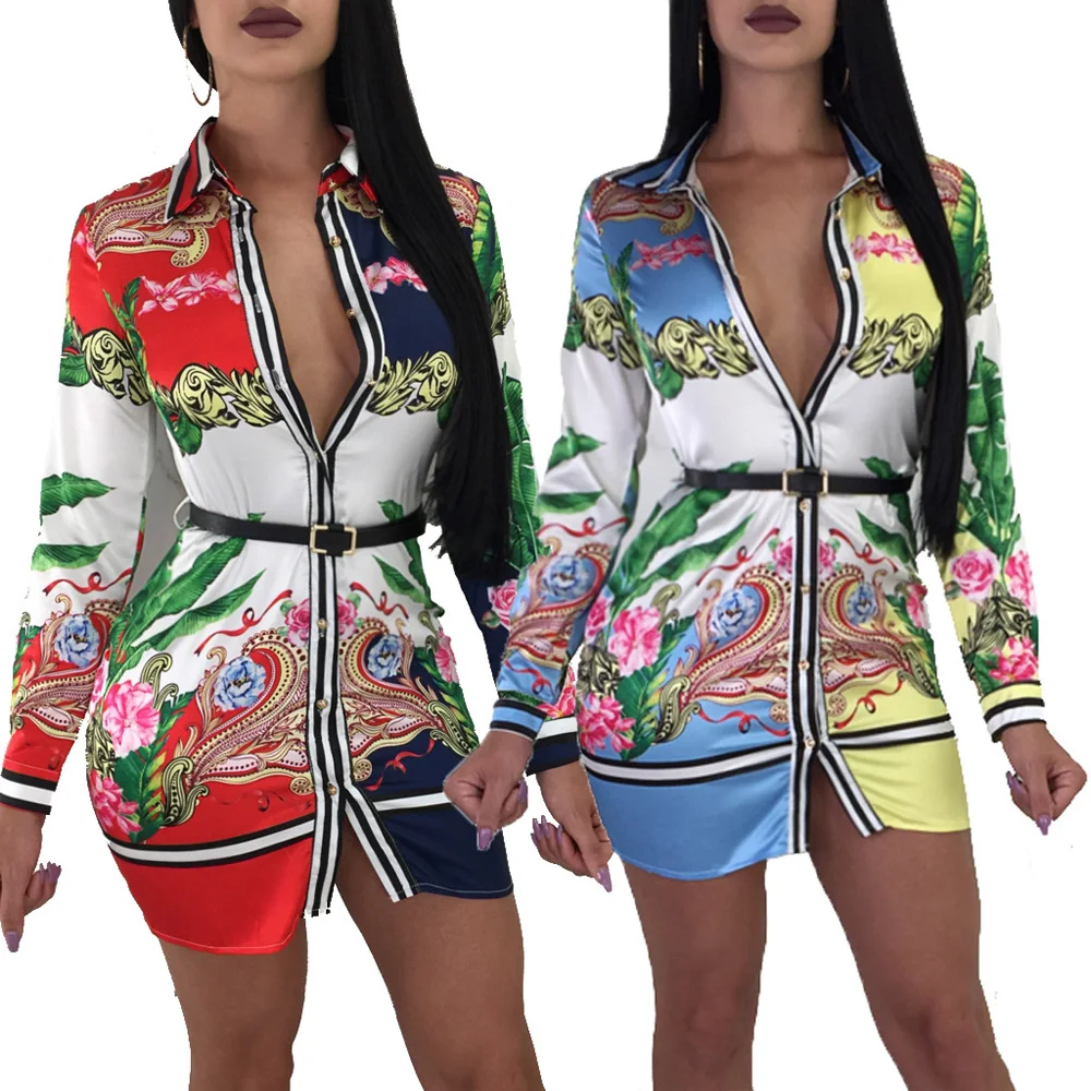 

80409-MX131 Cheap price ladies 2 colors sexy African style print long sleeves dress for women