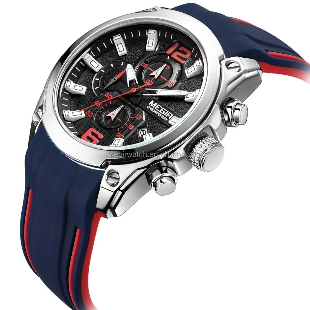 

China wholesale megir 2063 chronograph watch quartz wristwatches luxury sport montre homme silicone watches men wristcwatch