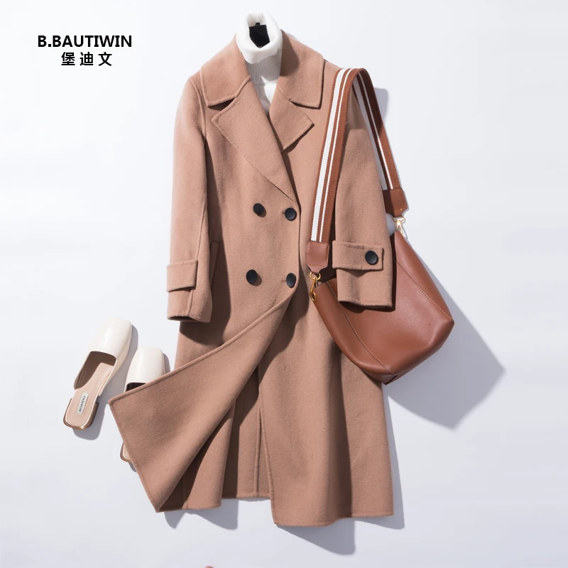 

Custom winter woolen overcoat elegant ladies long coat woman, N/a