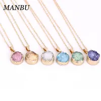 

druzy alloy necklace natural stone irregular shape jewelry for women with multiple color 12335