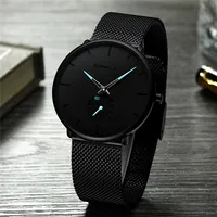 

CRRJU Top brand luxury charm quartz watch fashion men's watch men's casual slim mesh steel waterproof watch Relogio Masculino