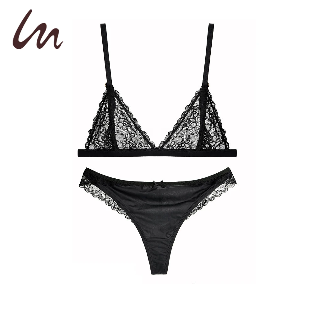 

New Arrival Top Quality Cute Lingerie Lace Bra Set, Black or customized