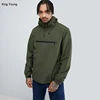 KY Drawstring hood Zip placket Functional pockets Stretch cuffs military khaki Laundry Pullover custom mens windbreaker Jacket
