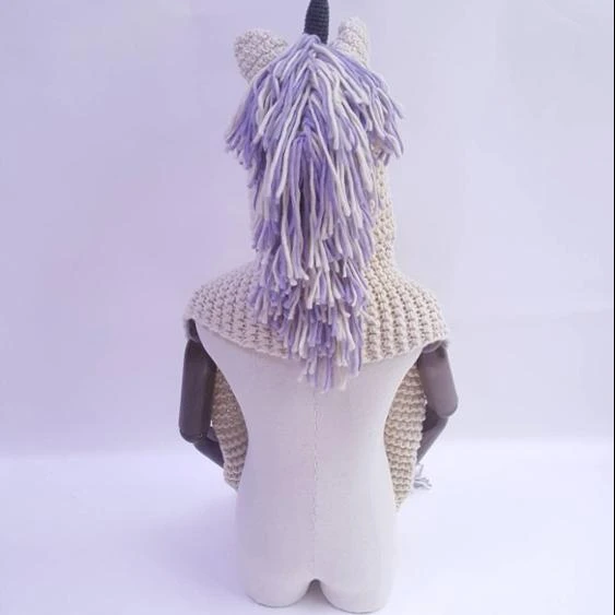 

2021 Winter Wool Crochet Cloak Hat Hooded Knitting Unicorn Hat With Scarf Pockets