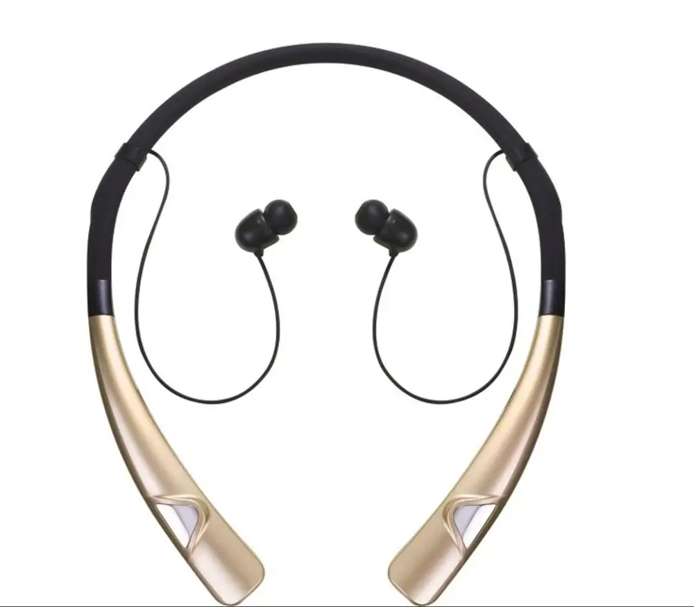 

CSR8635 AIROHA Sport Neckband Bluetooth 4.1 Headphone with Sweatproof Design, Black gold silver