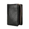 Crazy Horse Leather Black Thick Wallet Men Card Holder Wallet With Small Coin Pocket Wallet