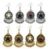 European American Girl Fashion Geometric Shield Round Drip Pattern Vintage Bell Stud Earrings