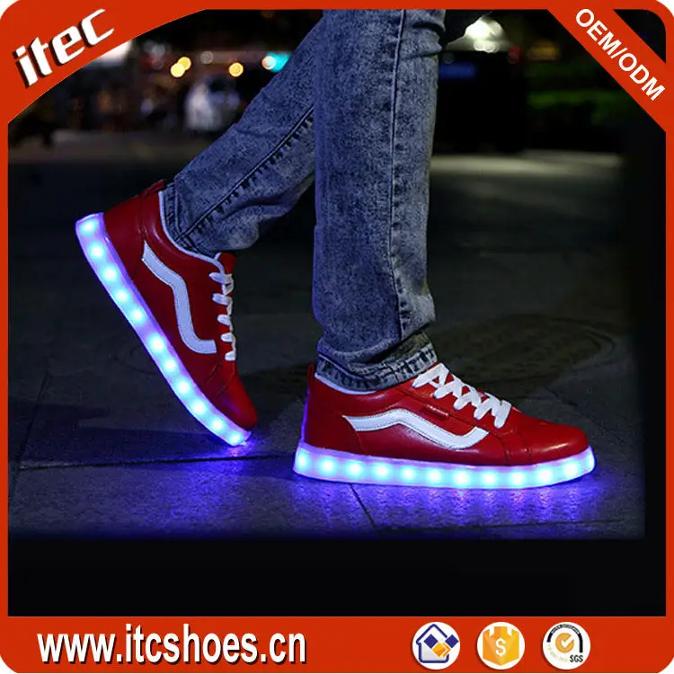 

2016 cheap fashion led shoes for adults plus size light up luminous women, White,red,black