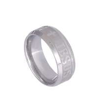 

Christian Jesus Cross Stainless Steel Ring Jewelry Titanium Ring For Men Women Jewelry