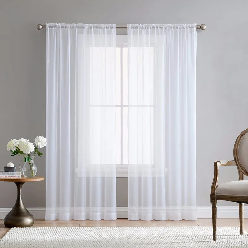 Amazon Hot Sale White 52 Inch X 84 Inch Sheer Curtains Window