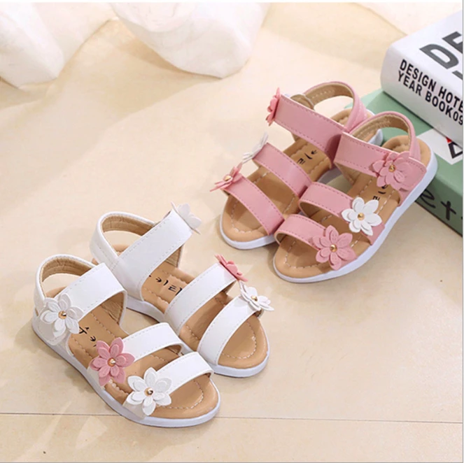 

cy10014a China manufacture baby girls kids sandal, White,pink