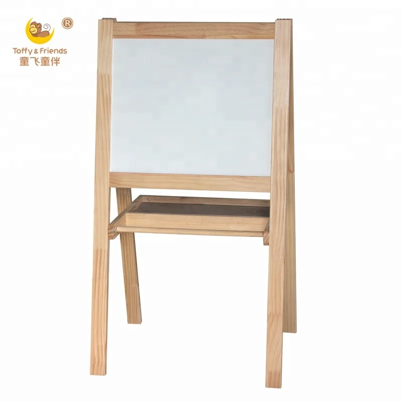 
Toffy & Friends Kids Natural Wood Standing painting Easel Blackboard 