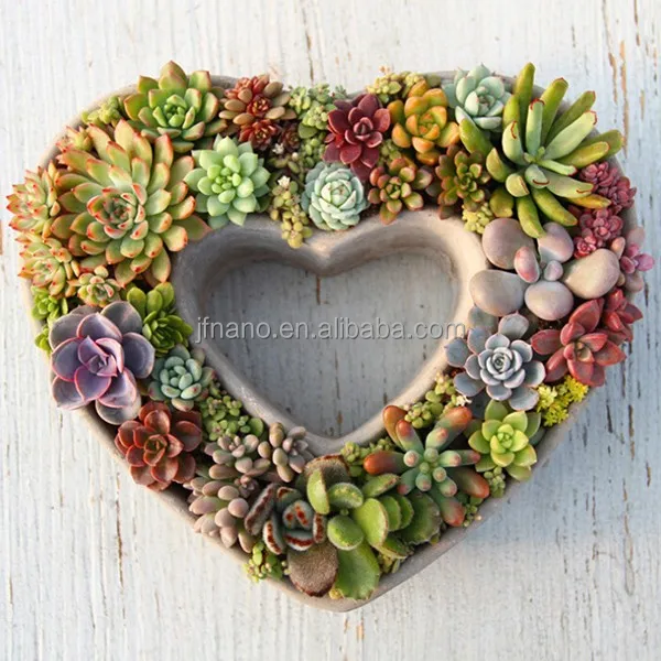 

Creative decorative large heart shape cement flower planters