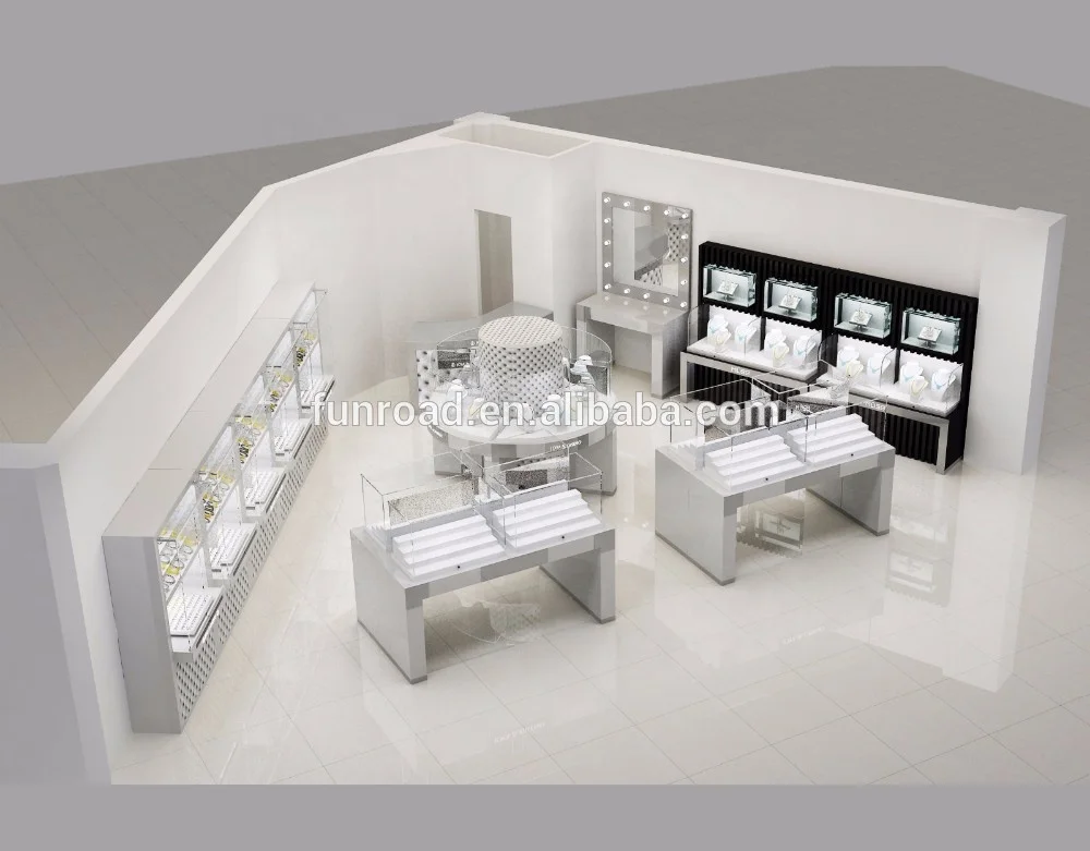 Shopping mall store silver jewelry kiosk design