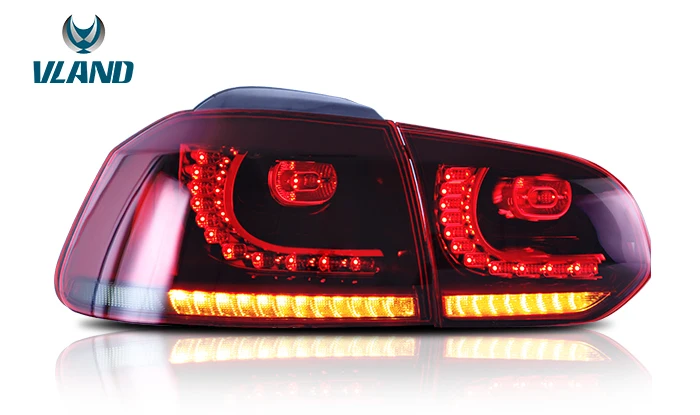 VLAND manufacturer for car taillight for VW Golf6 tail light 2008-2013 for MK6 LED rear lamp with moving turn signal+DRL