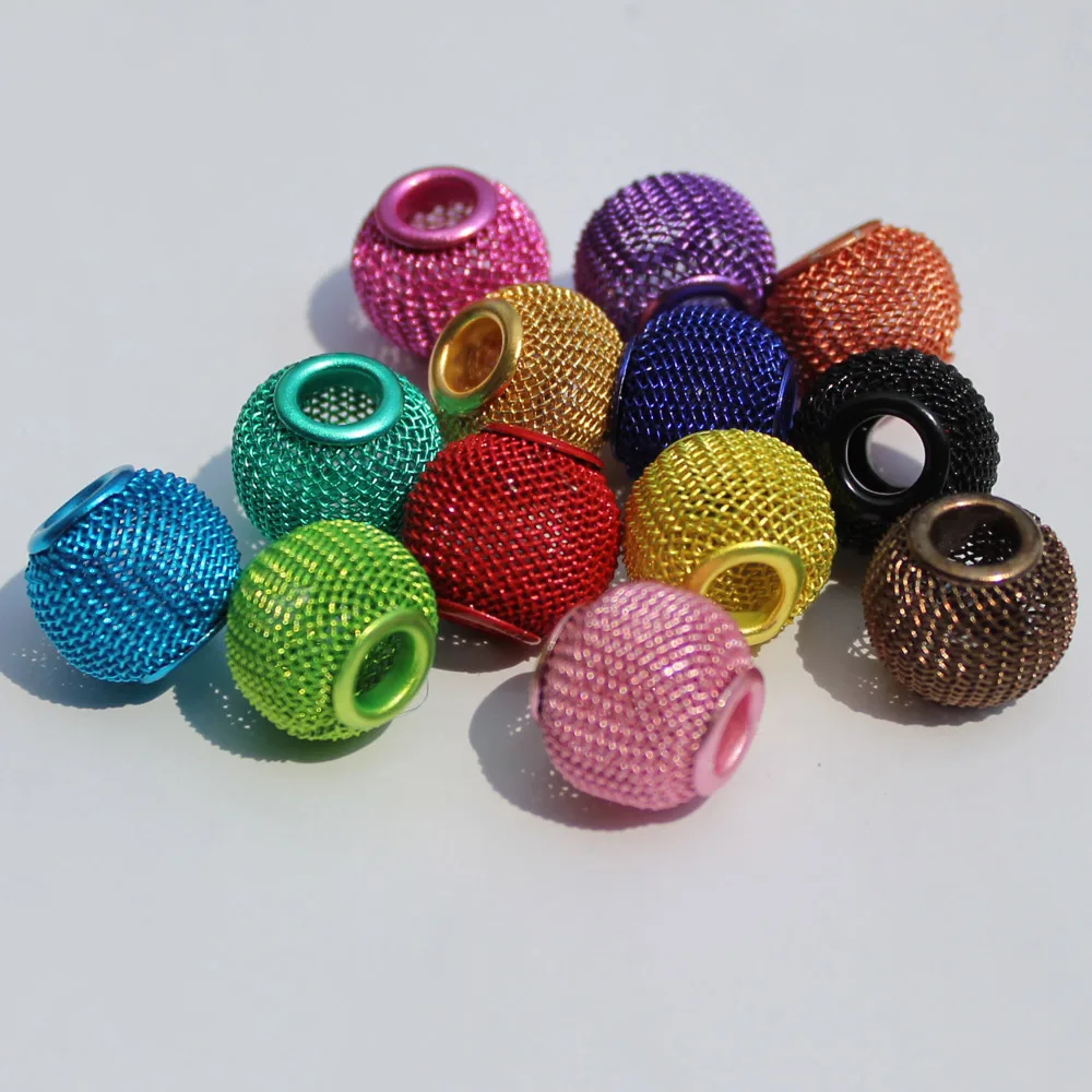 

12MM - 30MM Mesh Beads Colorful Big Large Hole Spacer Beads for DIY European Charms Bracelet Jewelry Findings