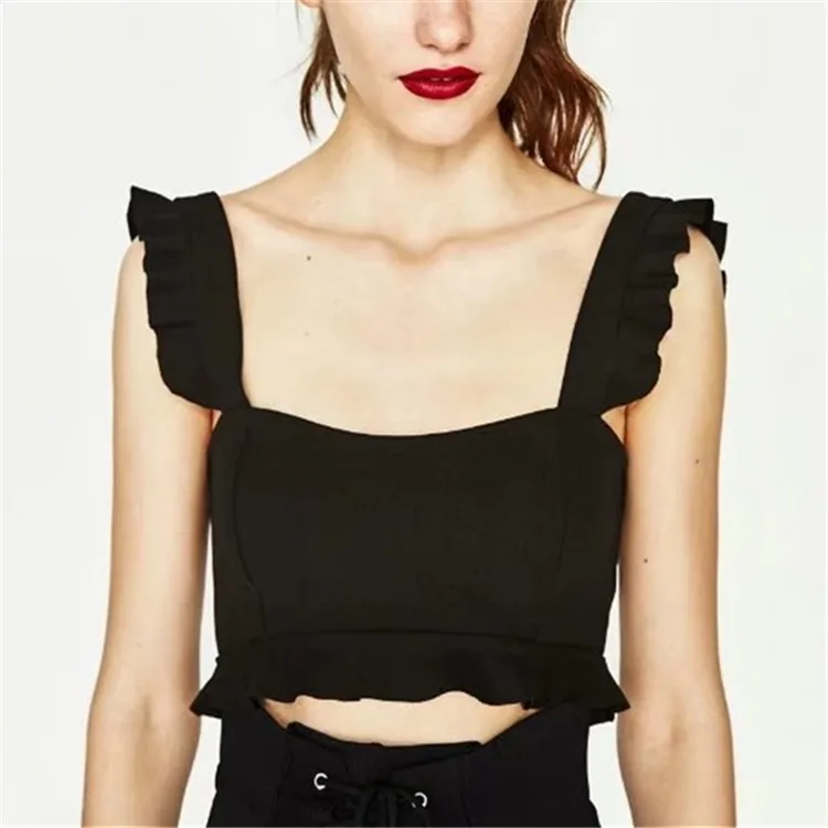 

Manufactories ruffle sleeveless women girl's summer blouse crop top, As photo/customized surpport