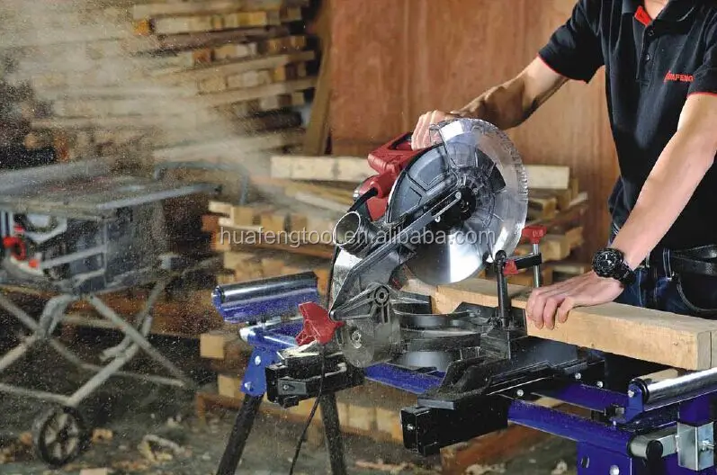 
10 inch Double Bevel Sliding Miter Saw 2000W with Laser and Extension Bars for Wood Working 