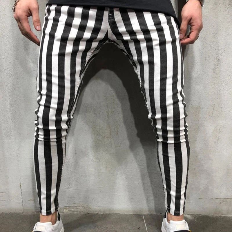 

custom striped straight leg slim fit pants men, Multi-color optional