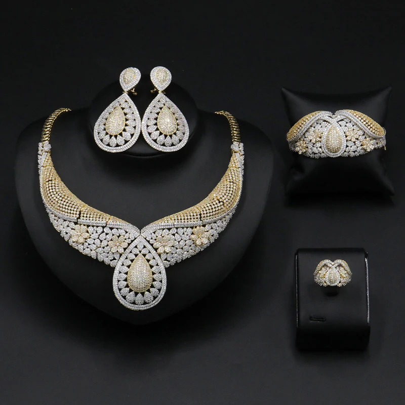 

New Delicate Jewelry Sets Tiny CZ with Earrings Necklace Choker for Women Wedding